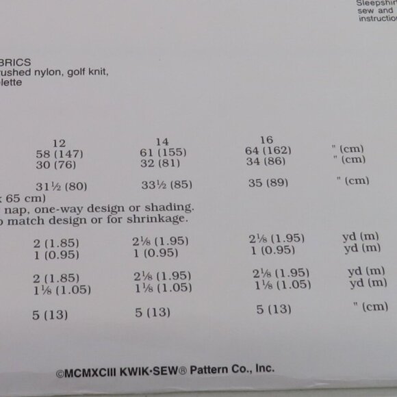 Kwik Sew 2322 sewing pattern sleepshirt, pillowcase EASY UNCUT night - Picture 6 of 6